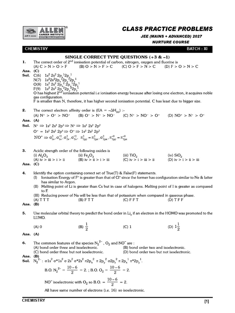 Chemistry XI Question Bank | PDF | Chess Theory | Chess