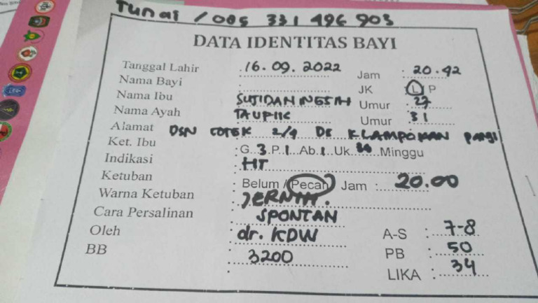 Label Keterangan Lahir BBL | PDF
