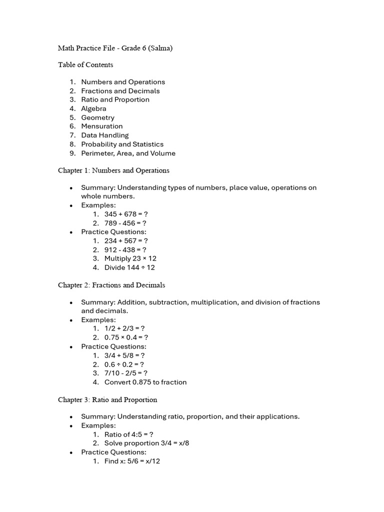 Grade 6 Math Practice Workbook | PDF | Area | Multiplication