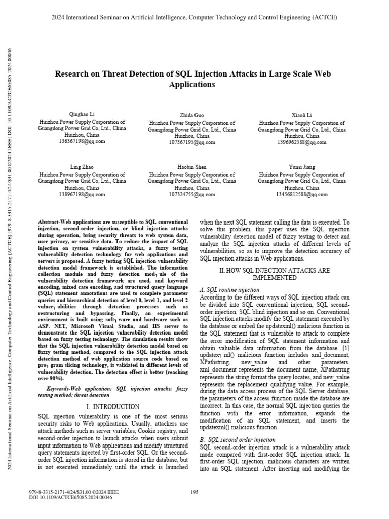SQL Injection Threat Detection Research | PDF | World Wide Web ...