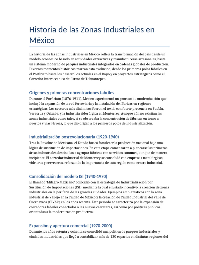 Evolución de Zonas Industriales en México | PDF | México | Economias