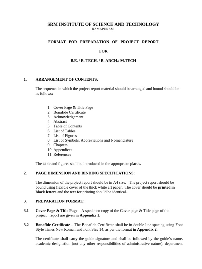 Project Report Preparation Guide | PDF | Table Of Contents