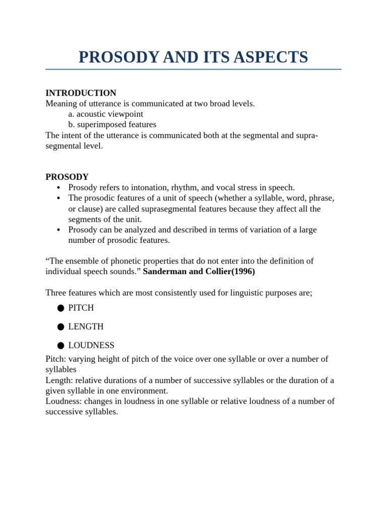 Understanding Prosody in Speech Communication | PDF | Stress ...