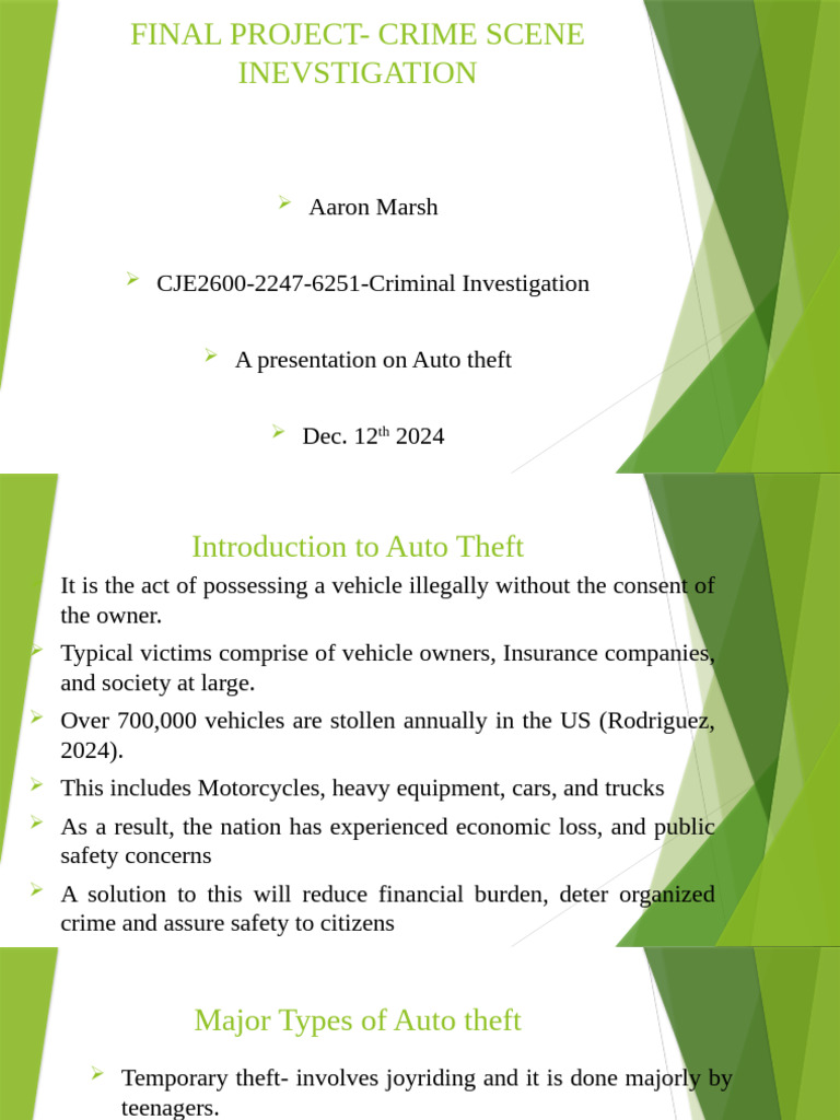 Auto Theft Investigation Overview | PDF | Crime Scene | Interrogation