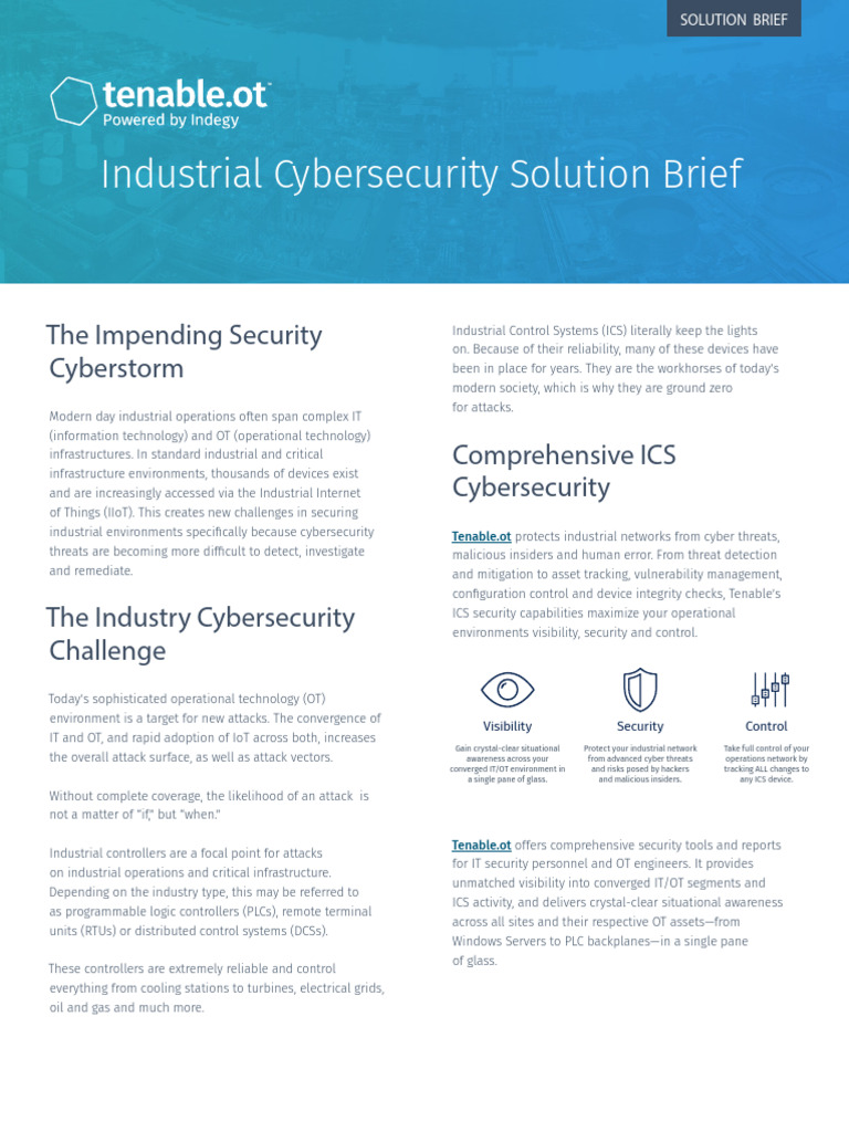 Tenable.ot: ICS Cybersecurity Overview | PDF | Security | Computer Security