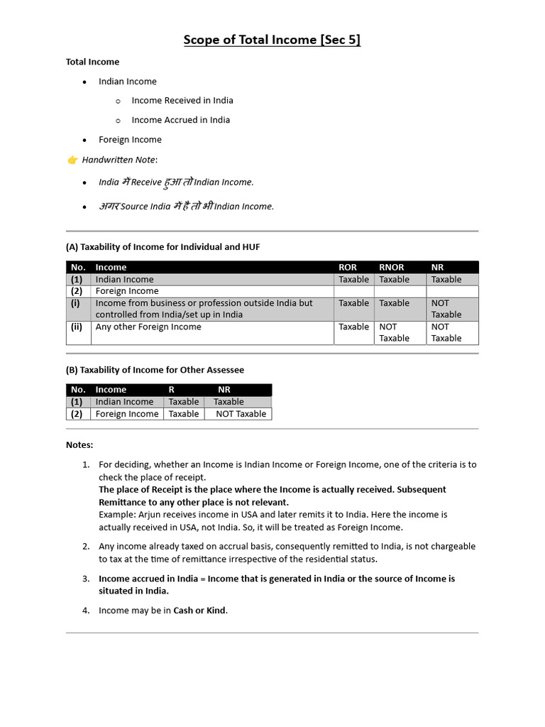 Taxability of Indian and Foreign Income | PDF | Income | Interest