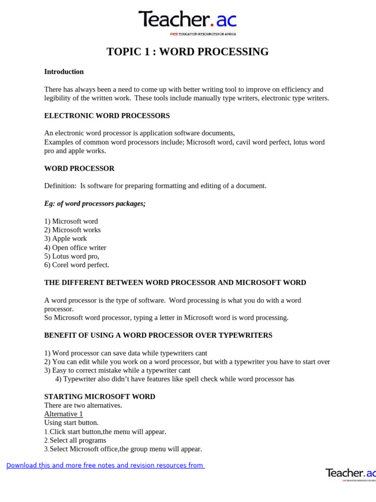 Computer Notes Form 2 Teacher - Ac TZ - Unlocked | PDF | Spreadsheet ...