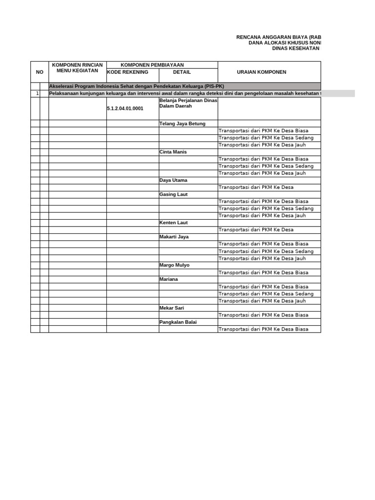 RAB Operasional Kesehatan 2022 | PDF