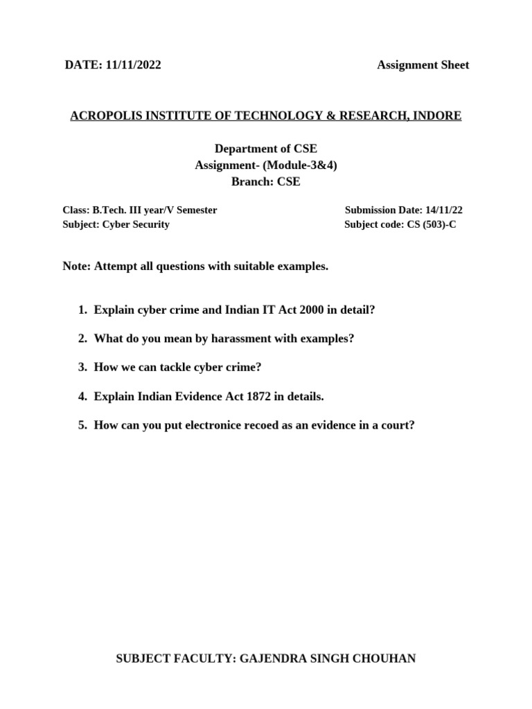 Cyber Security Assignment Overview | PDF