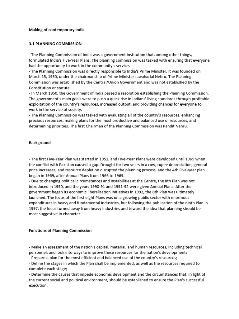 Overview of India's Planning Commission | PDF | Green Revolution ...