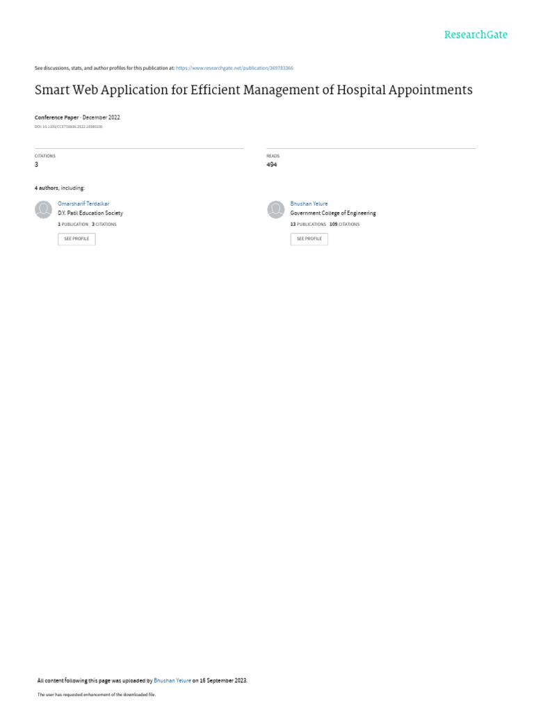 Smart Web App for Hospital Appointments | PDF | Computing