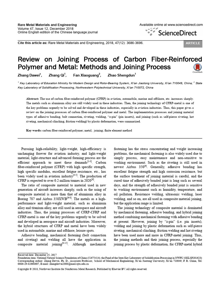 Dawei Et Al. - 2018 - Review On Joining Process of Carbon Fiber ...