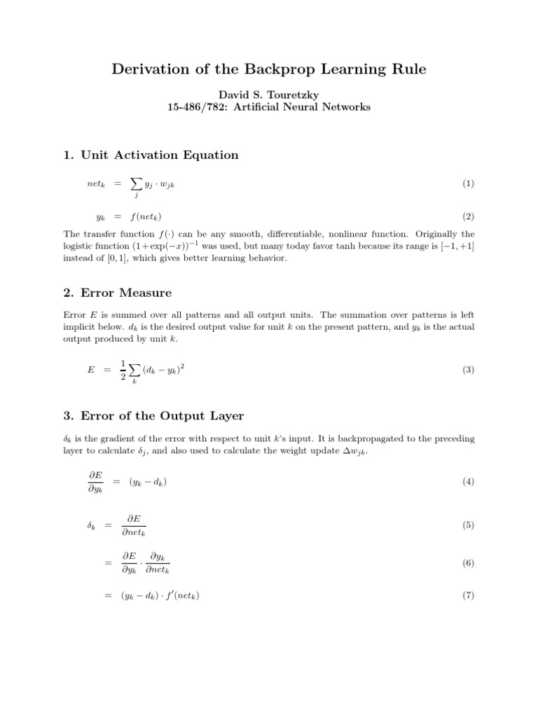 Backpropagation Learning Rule Explained | PDF | Science & Mathematics ...