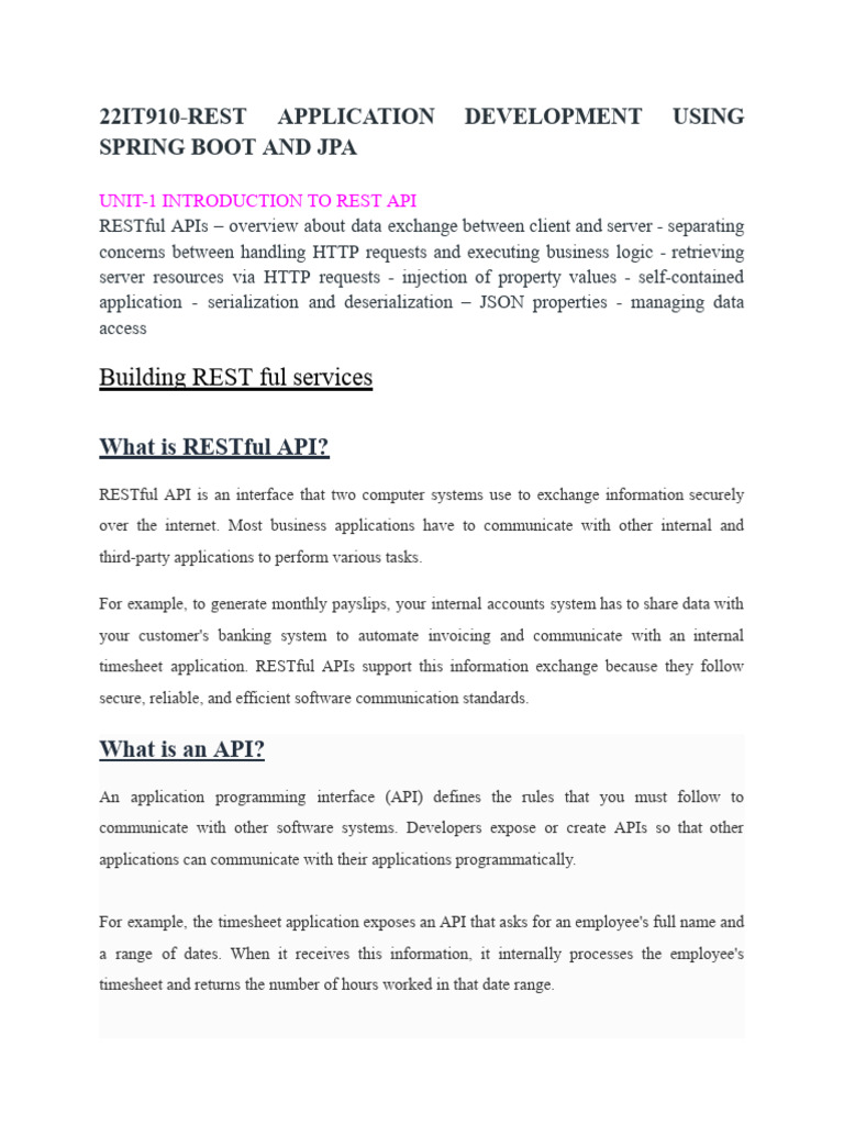 REST API Development with Spring Boot | PDF | Client–Server Model ...