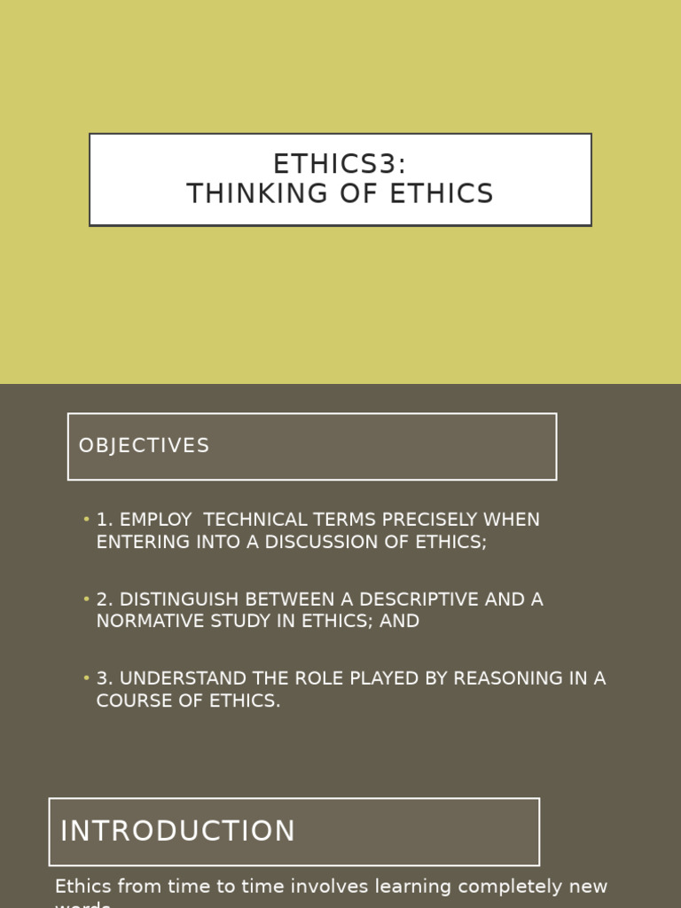 Ethics 3 Thinking Ethics | PDF | Reason | Morality