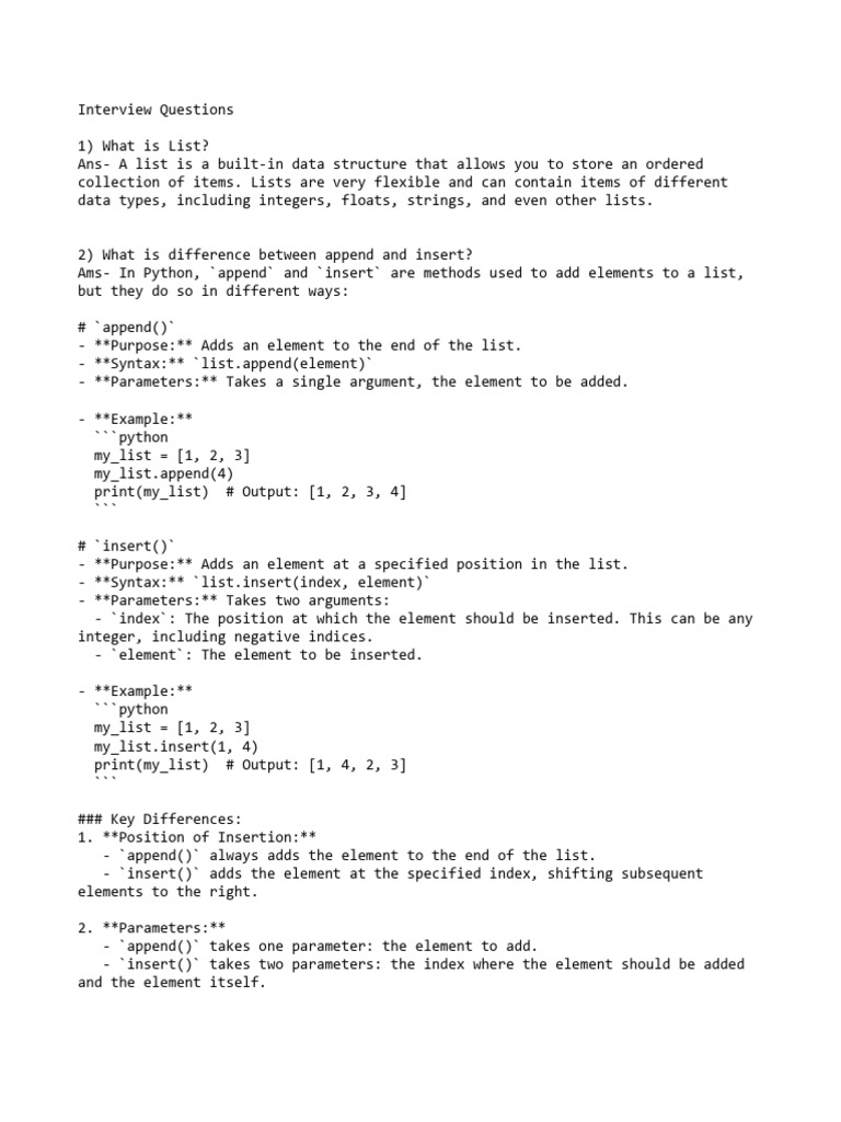 Nikhil Python Interview Questions 4 | PDF | Parameter (Computer ...
