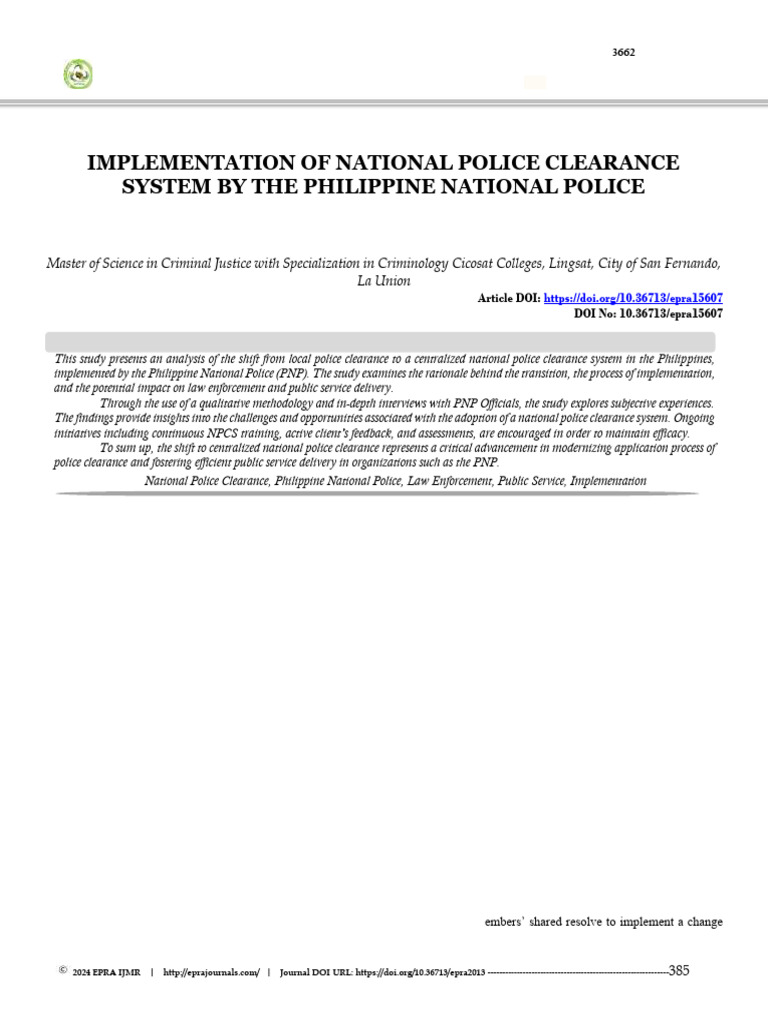 National Police Clearance System in PNP | PDF | Background Check ...