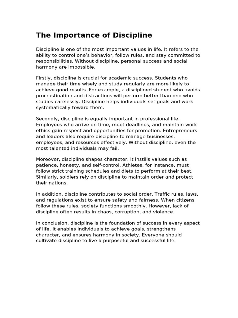 The Value and Importance of Discipline | PDF