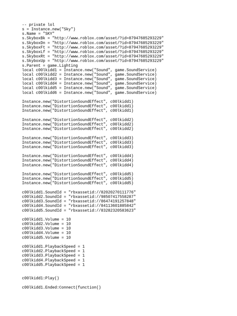 Roblox Sky and Sound Setup Script | PDF