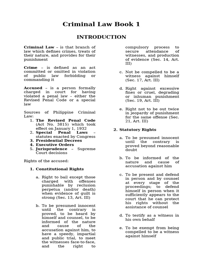 Overview of Philippine Criminal Law | PDF | Ex Post Facto Law | Crime ...