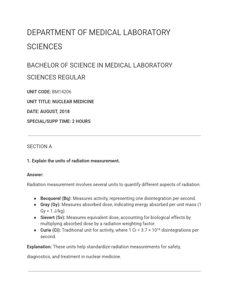 Department of Medical Laboratory Sciences | PDF | Radioactive Decay ...