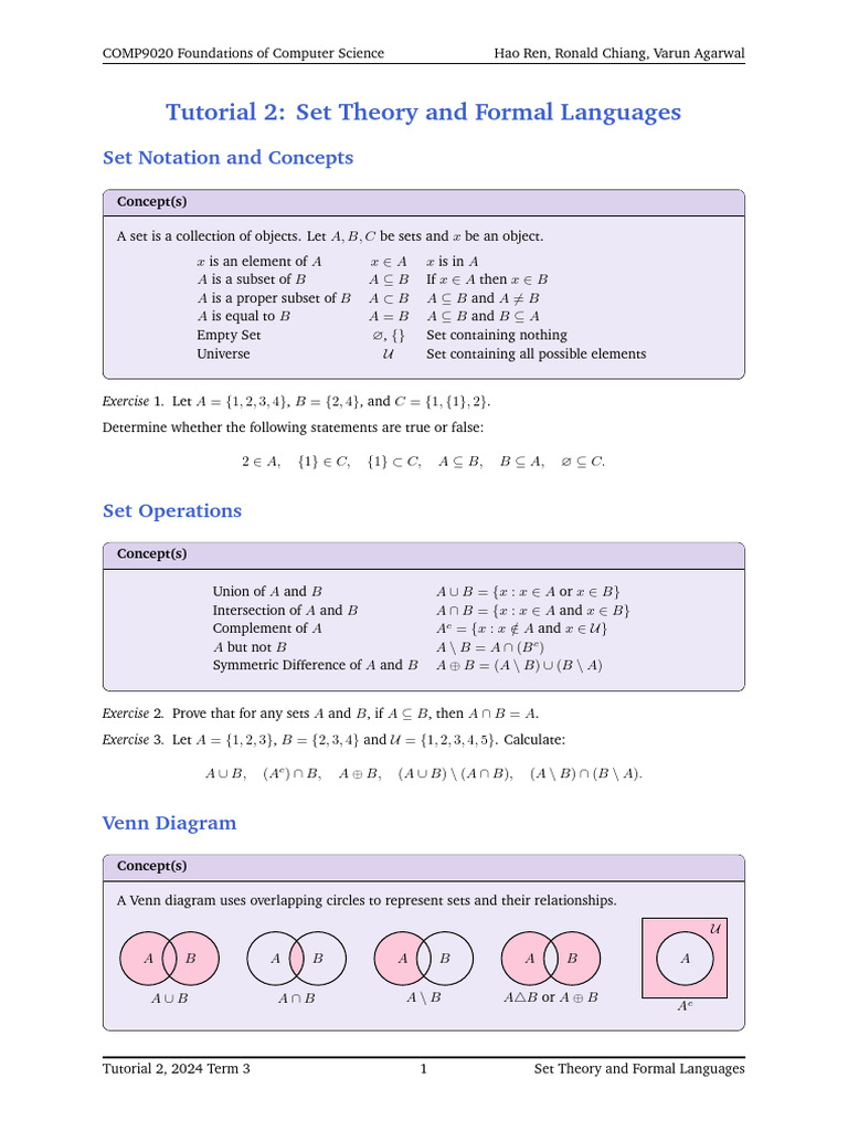 Introduction to Set Theory Concepts | PDF | Intersection (Set Theory ...