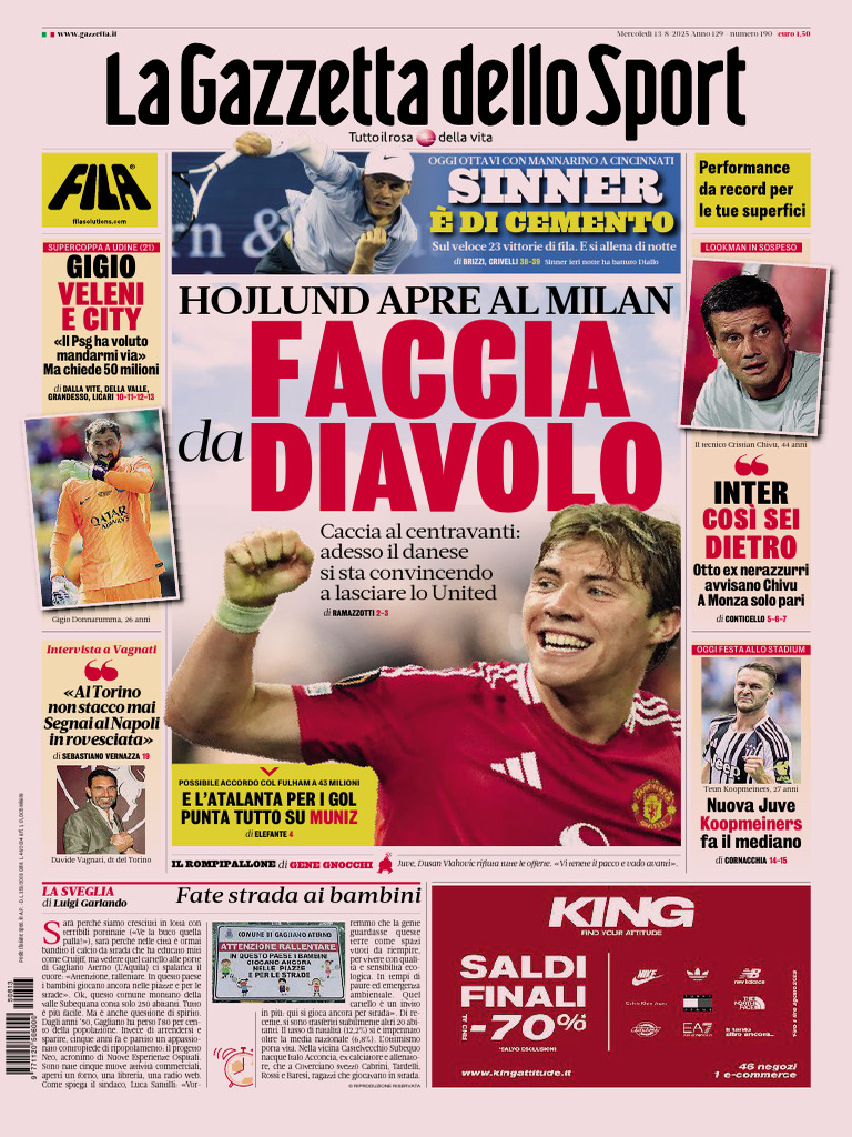 La Gazzetta Dello Sport 13 Agosto 2025 | PDF, image size:768x1024