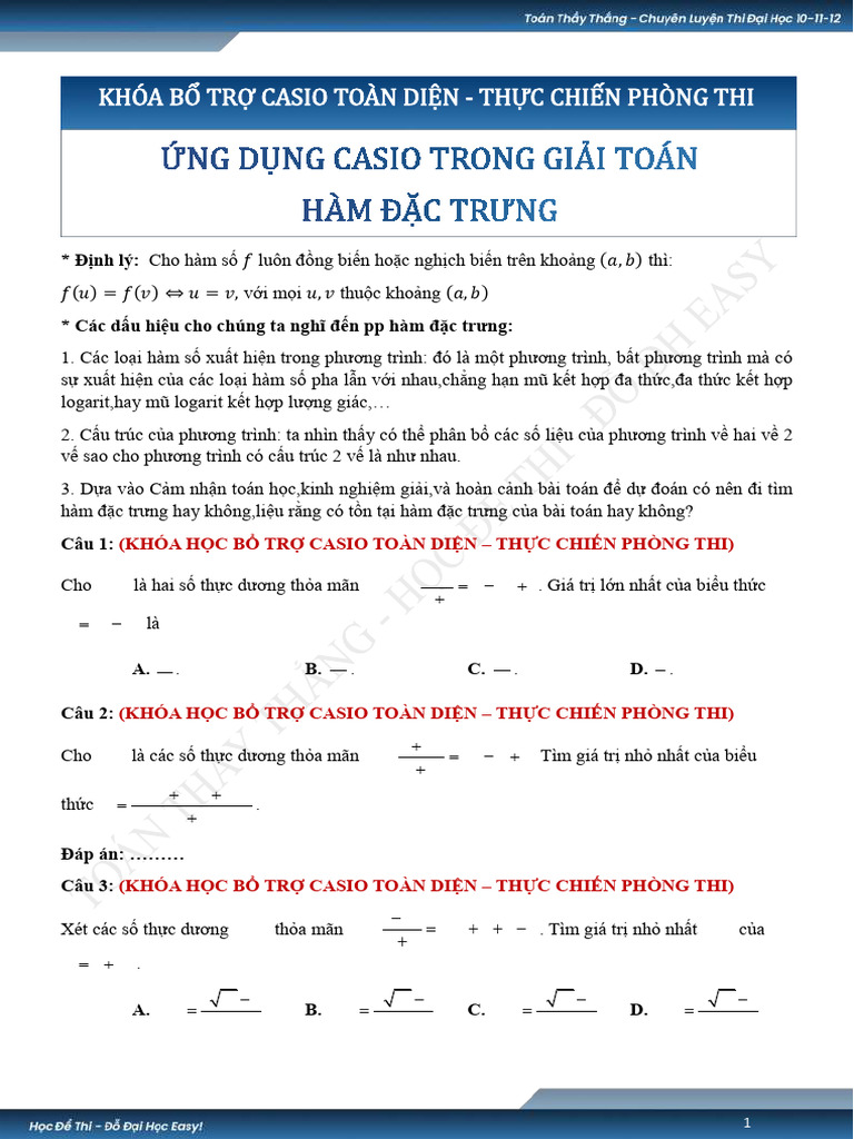 NG DNG Casio Trong Bi Ton HM C TRNG | PDF
