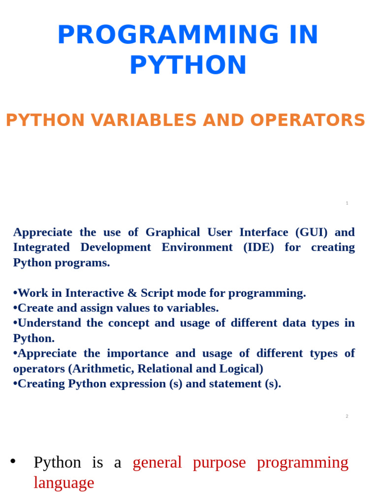 Python - Variables - and - Operators (2022) CSD | PDF | Python ...