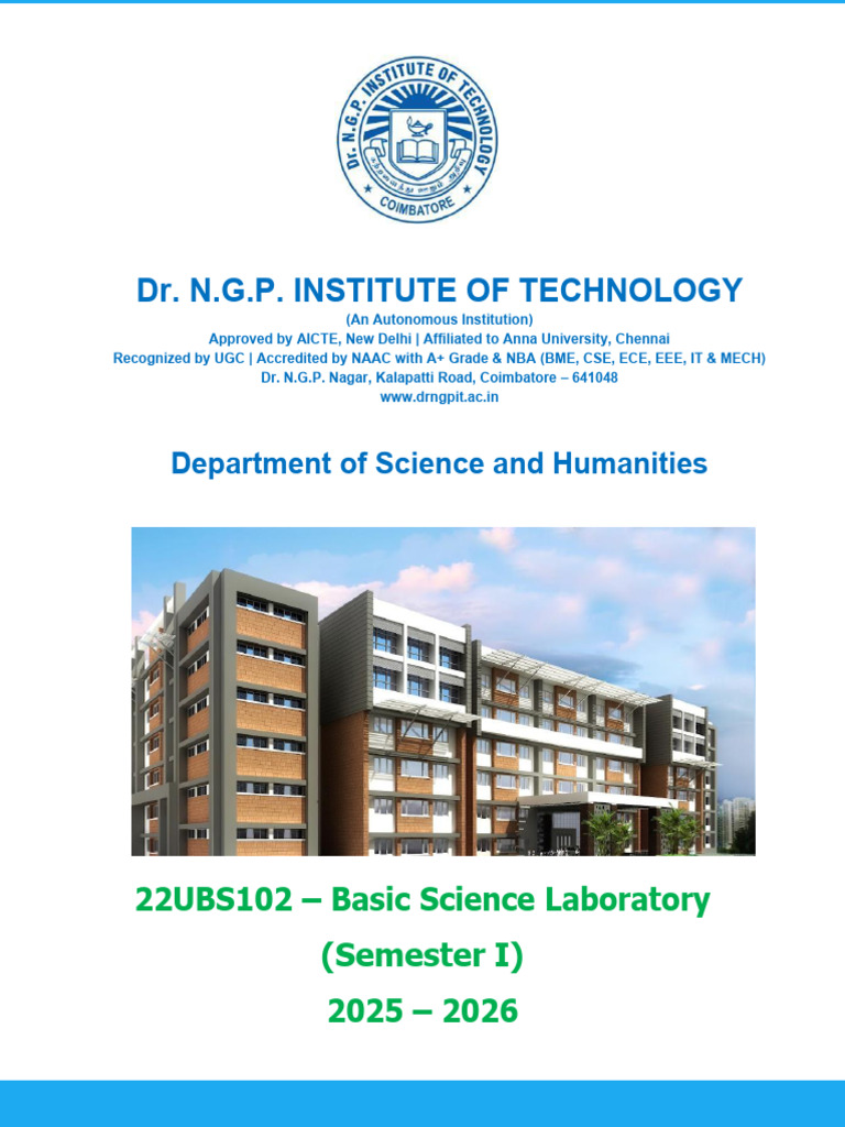 LAB MANUAL 2025 Student | PDF | Ph | Titration