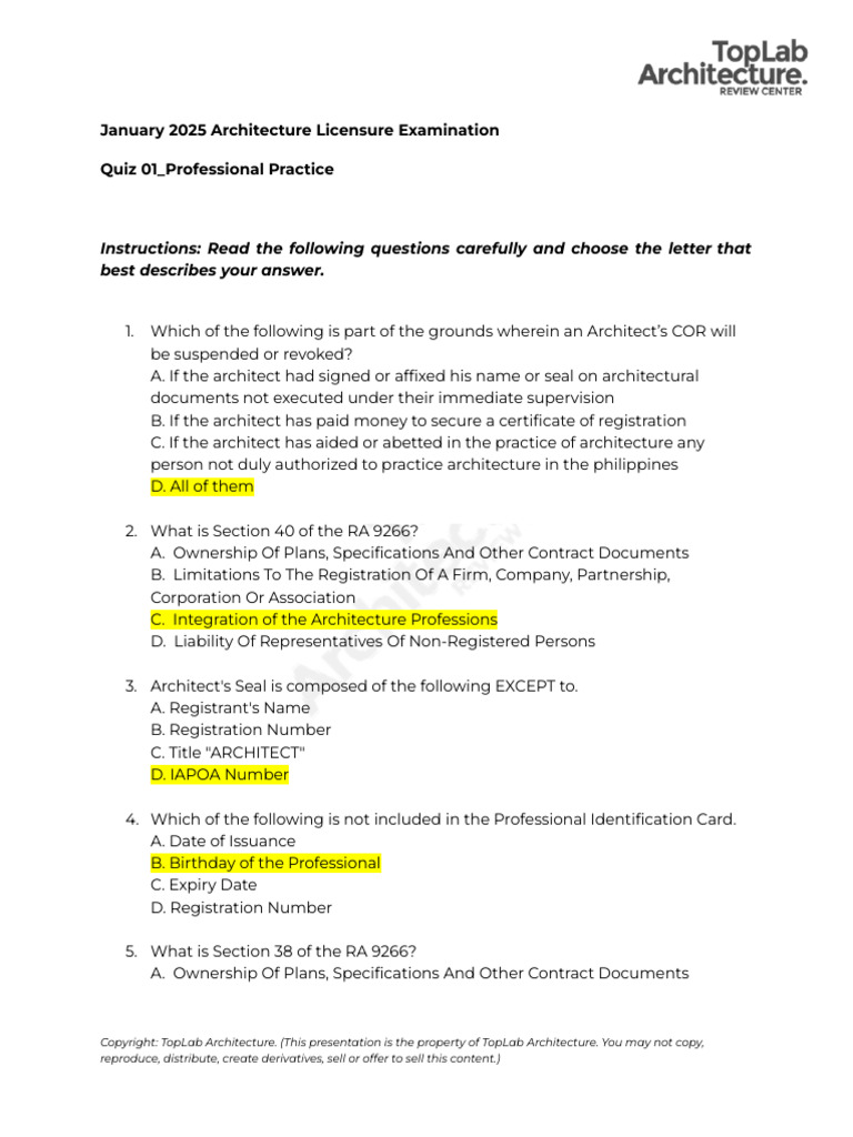 2025 Architecture Exam Guidelines | PDF | Architect | Copyright
