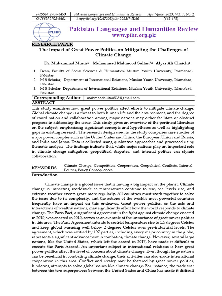 The Impact of Great Power Politics On Mitigating The Challenges of ...