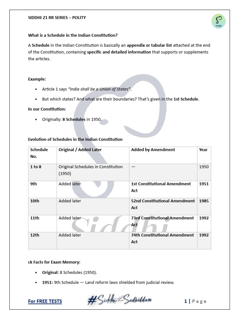 Day - 1 Schedules - Amendments - Articles | PDF | Government | Public Law