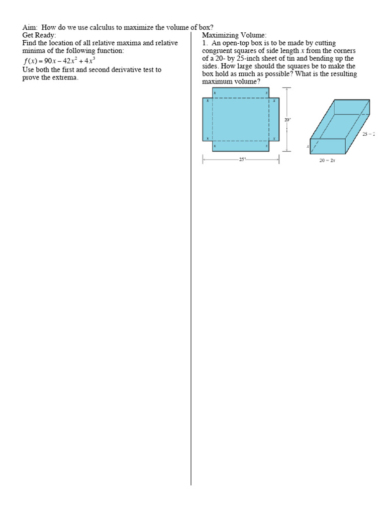 Open Top Box Volume Optimization | PDF | Mathematical Analysis ...