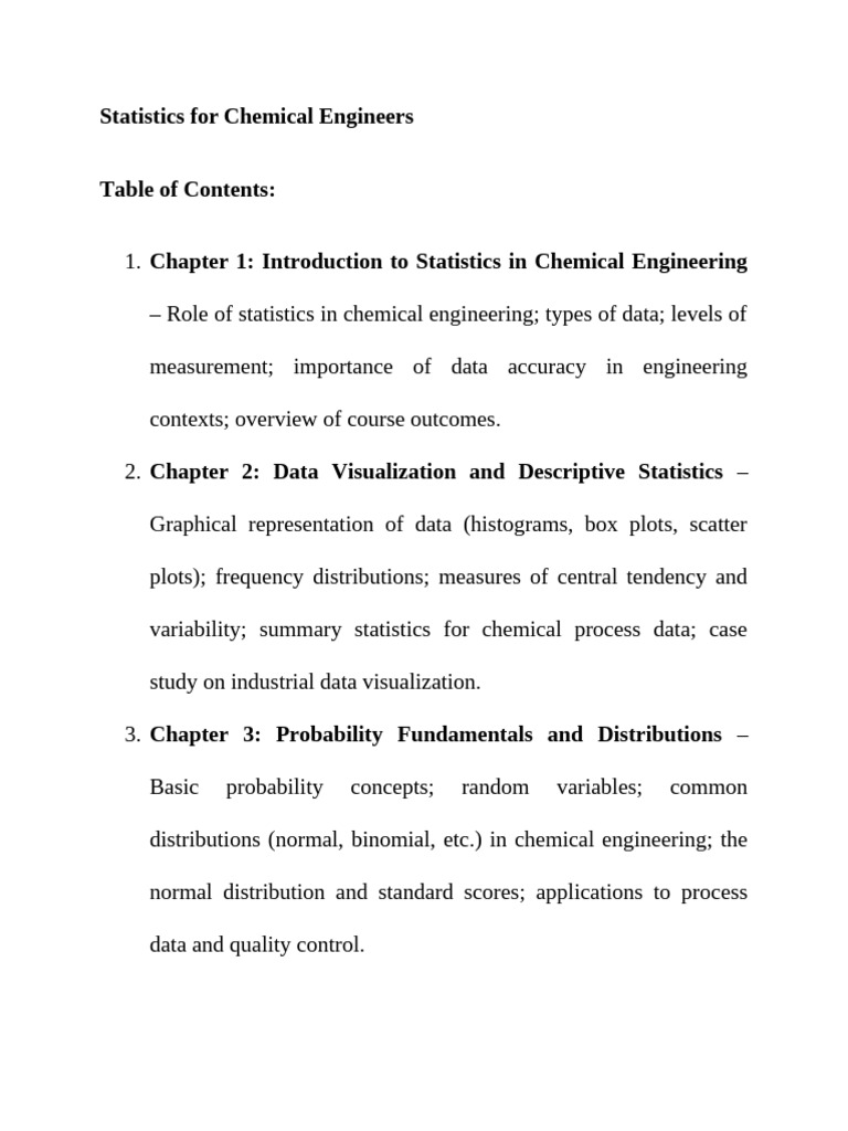 Statistics for Chemical Engineers Guide | PDF | Statistics | Standard ...