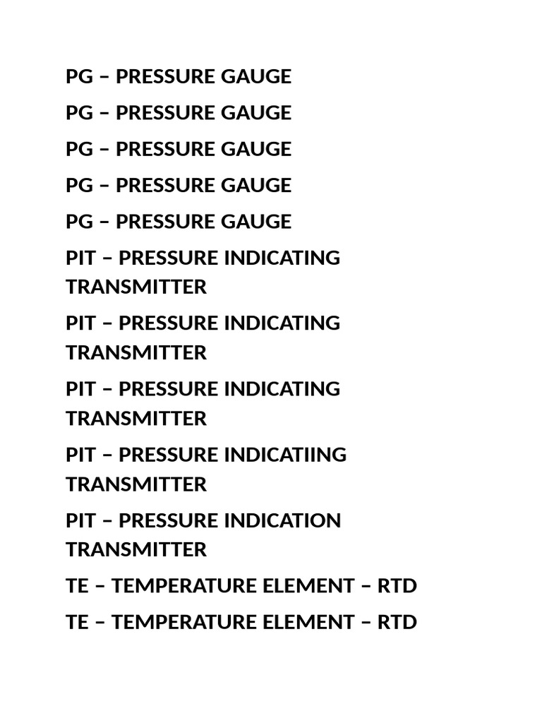 Instruments Tag No | PDF