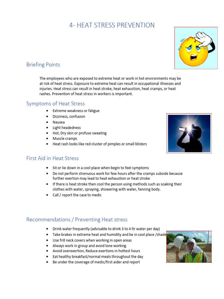 Heat Stress Prevention Guidelines | PDF