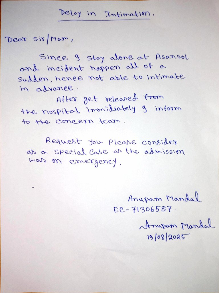 Delay Intimation | PDF