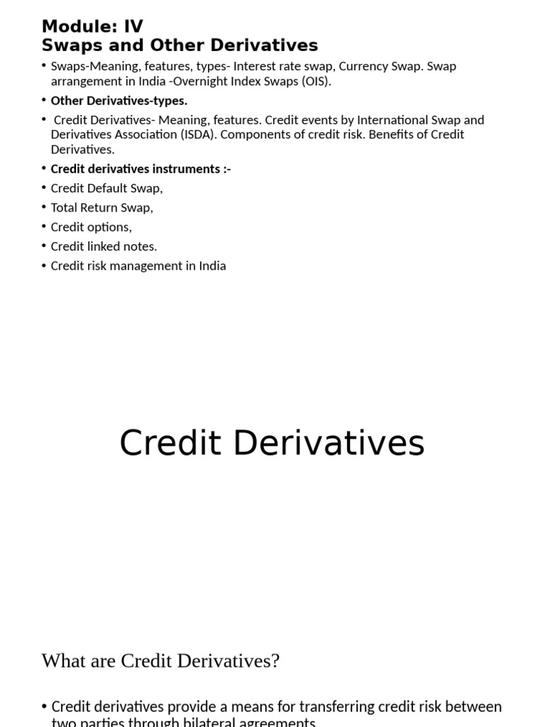 Understanding Swaps and Credit Derivatives | PDF | Swap (Finance ...
