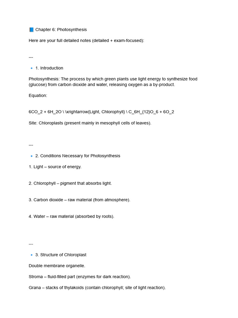? Chapter 6 - Photosynthesis | PDF | Photosynthesis | Chloroplast