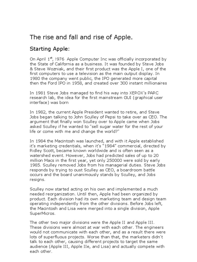 The Rise and Fall and Rise of Apple | PDF | Apple Inc. | Macintosh