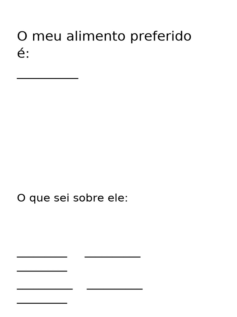 O Meu Alimento Preferido É | PDF