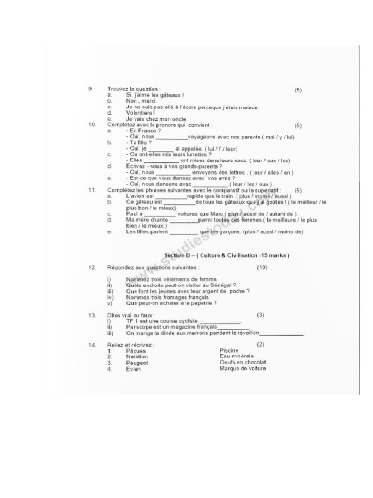 French Sample Paper C | PDF