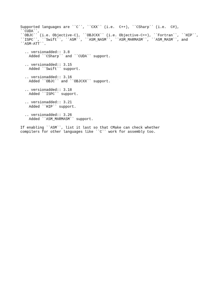 Supported Programming Languages List | PDF