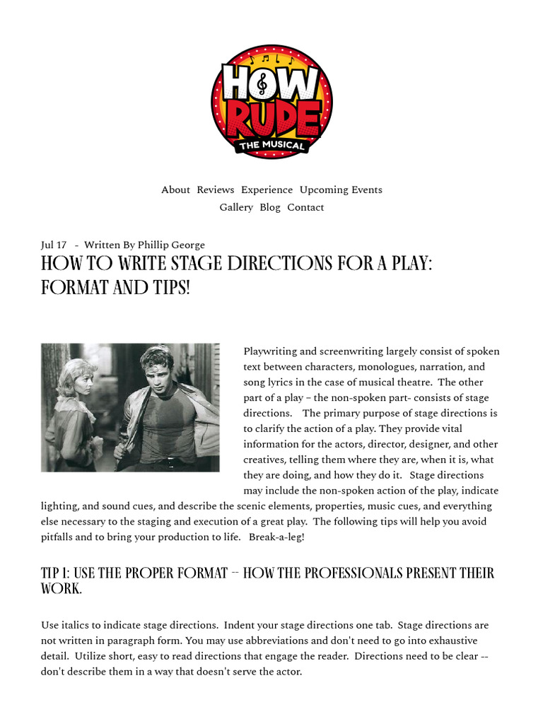 Writing Effective Stage Directions | PDF | Actor | Bracket