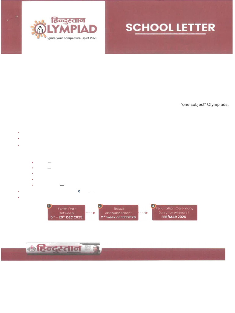 Hindustan Olympiad 2025 Overview | PDF