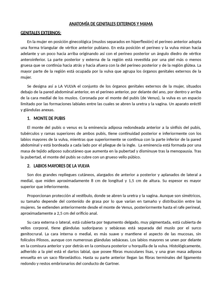 Anatomía de Genitales Externos Femeninos | PDF | Pecho | Labios