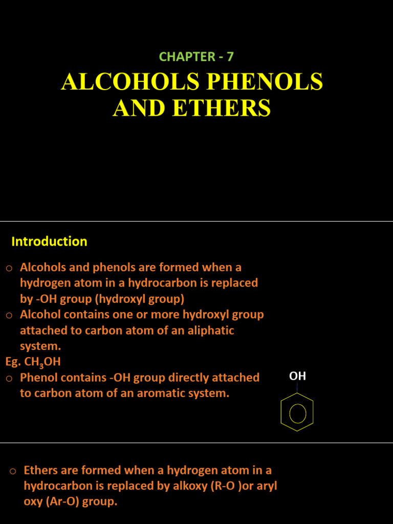 Alcohols Phenols and Ethers Part 1 New | PDF