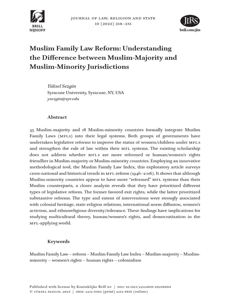 Muslim Family Law Reform Analysis | PDF | Marriage | Sharia