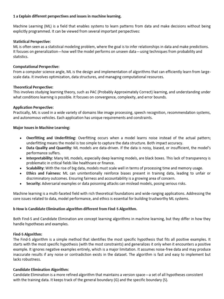 Perspectives and Issues in Machine Learning | PDF | Machine Learning | Bias